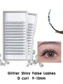 aHoneya 240入組新娘睫毛舞台假睫毛婚禮眼睫毛閃光睫毛延長銀睫毛閃亮假睫毛假藍色捲髮卷燙卷翹個性鮮明的卷翹體驗 - 銀色 - 查看 2