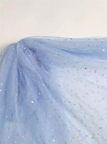 1pc Women's White Sparkly Mesh Sheer Shawl Cover Up, Suitable For Beach Vacation And Photo Shoots Outfit. - White - View 5