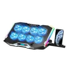Coolcold Ventilador para Portátil Gaming con 8 Ventiladores, 2 Puertos USB con Luz RGB, Almohadilla para Enfriamiento de Portátil con Pantalla HD Ajustable, Soporte para Refrigerador de Notebooks - Negro - Ver 6