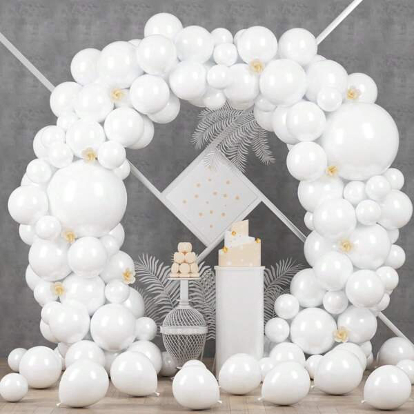 50/96 Pack White Beach Balloons, Different Sizes 18/12/10/5 Inch Beach White Balloon Wreath Arch Kit, Suitable For Weddings, Bridal Showers, Birthdays, Graduations, Anniversaries, And Single Decoration