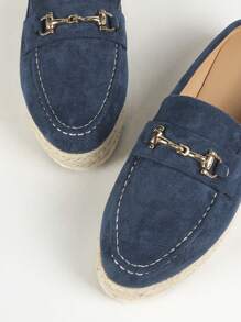 2024 Nuevos Mules para mujer planos con punta redonda y de estilo holgado, con fondo grueso antideslizante, zapatos casuales para todas las estaciones - Azul Marino - Ver 5