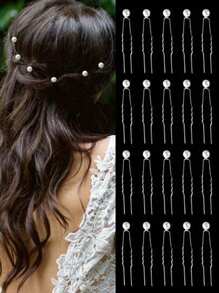 Set de 10 piezas de accesorios de diseño para peinados con brillos, pasadores de pelo con decoración de perlas falsas, adecuado para bodas, fiestas y fotografía, para fijar el peinado y arreglar el ramo de novia - Color de la imagen - Ver 2