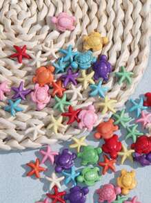 28pcs Mixed Color Sand, Starfish, Turtles, Resort Style DIY Fashion Accessories
