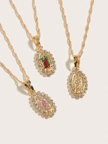 1 chiếc dây chuyền mặt dây chuyền hình Đức Mẹ Maria bằng vàng 14K dành cho nữ - Mary trinh nữ - Xem 10