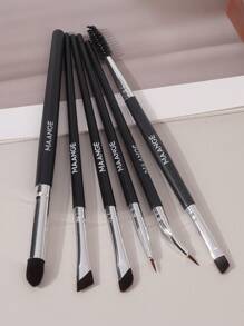 MAANGE 6件套化妆刷套装，包含睫毛刷、眉刷、眼影刷、高光刷、鼻影刷、遮瑕刷、眼线刷和光晕刷。化妆工具套装，化妆刷套装，化妆刷套装，化妆刷套装，全套化妆刷，化妆刷套装，全套化妆工具，刷子套装，化妆刷套装，化妆礼盒套装 - 黑色 - 查看 5