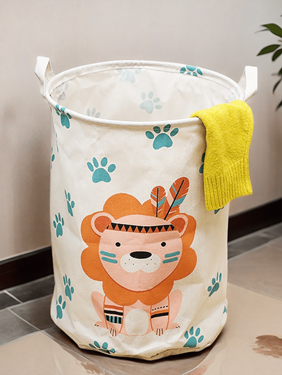 1pc Cartoon Lion Foldable Laundry Basket/Dirty Clothes Storage Bin/Kids Toy Organizer