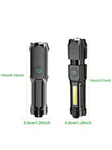 1pc High Power Rechargeable Flashlight, Mini Portable Zoomable LED Torchlight For Outdoor Camping, Night Work, Emergency And Search, Far-Reaching Home Emergency Light