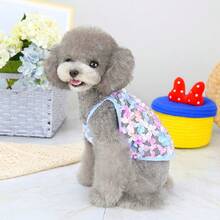 一件寵物貓狗衣服夏季蕾絲花紋透氣法國斗牛犬Teddy約克夏柯基防曬背心 - 藍色 - 查看 4