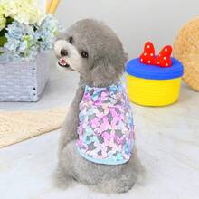 一件寵物貓狗衣服夏季蕾絲花紋透氣法國斗牛犬Teddy約克夏柯基防曬背心 - 藍色 - 查看 3