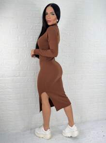 Women Dresses - 鏽棕色 - 查看 3