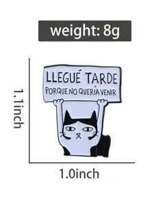 QIHOO 1 件不锈钢时尚联盟评级可爱小猫，适合男女在假期佩戴 - 黑與白 - 查看 2