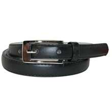 CTM Women's 3/4 Inch Skinny Leather Dress Belt Silver Buckle, Available In Black, Brown, Dark Pink, Gold, Navy, Orange, Purple, Red, Royal Blue, Silver, Tan, Turquoise, White, Yellow,  Large, Medium, XL Leather Dress Belts - 黑色 - 查看 1