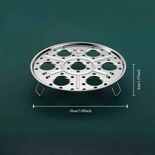 Vaporera redonda de acero inoxidable con diseño de separación de agua para cocinar alimentos al vapor, incluye una rejilla desmontable para cocer huevos - 18 cm - Ver 7