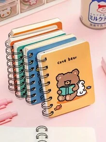 1pc Cartoon Graphic Mini Spiral Notebook, Cute Portable Journal Notebook For School Student, Office - Yellow - View 5