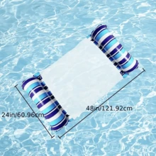 Hamaca acuática inflable multifuncional - Silla de piscina de PVC duradero y fácil de inflar, tumbona plegable para tomar sol, ideal para entretenimiento de verano - azul verde - Ver 5