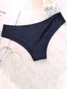 3pcs Women's Seamless Solid Color Ice Silk No-Trace Hipster Panties