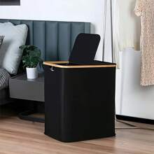 1 pièce Panier à linge à double couche avec couvercle, panier à linge grande capacité, comprend 2 sacs à linge amovibles, pliable, convient pour la buanderie, la salle de bain, le dortoir, rangement pratique à la maison, fournitures scolaires, décoration, organisation du rangement, peut contenir pantalons, chaussures, jeans, bottes, jupes et autres vêtements - Gris - Voir 10