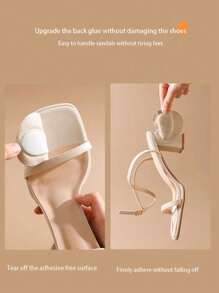 一双适合高跟鞋的皮革前脚垫，柔软防震、吸汗防滑、自粘隐形防滑前脚垫，适合夏季凉鞋。，鞋子和靴子配饰男孩情人节心形女士情人节 - 米色 - 查看 4