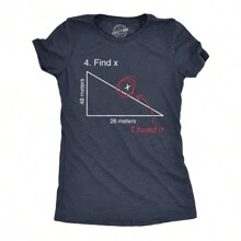 Find X T Shirt Funny Sarcastic Smart Math Test Teacher Tee For Women Funny Womens T Shirts Cute Vintage Fashion Casual Ladies T-Shirt Gift - 希瑟海軍藍 - 查看 1