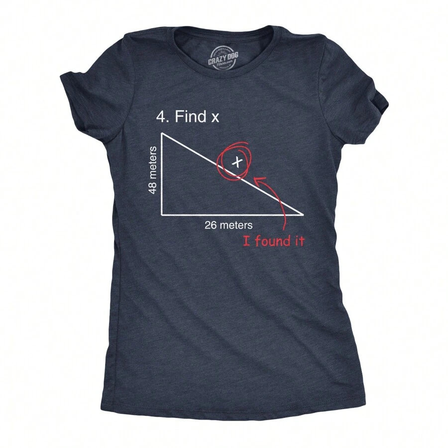 Find X T Shirt Funny Sarcastic Smart Math Test Teacher Tee For Women Funny Womens T Shirts Cute Vintage Fashion Casual Ladies T-Shirt Gift - 希瑟海軍藍 - 查看 1