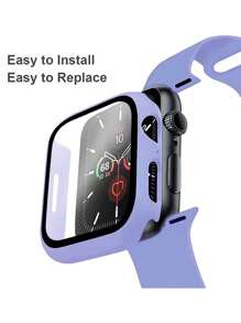2pcs Soft Silicone Sports Watch Band + Tempered Glass Screen Protector Compatible With Apple Watch Series Ultra/SE/7/6/5/4/3/2/1, 38/40/41/42/44/45/46/49mm, Purple, Compatible With Men & Women