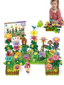 Children Garden Building Flower Toys Girls DIY Flower Garden Toys Building Blocks Kids Playset Creative Growing Floral Garden Parents-Child Interaction Developmental Educational Toys Room Decoration Winter Gifts Kids Toys, Kids Toys, Toys For Girls, Girls Toys - Multicolor - View 9