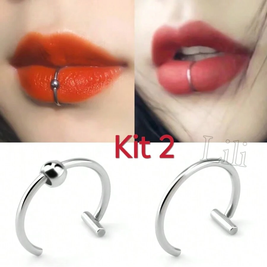 Women Lip Ring - 銀色 - 查看 1