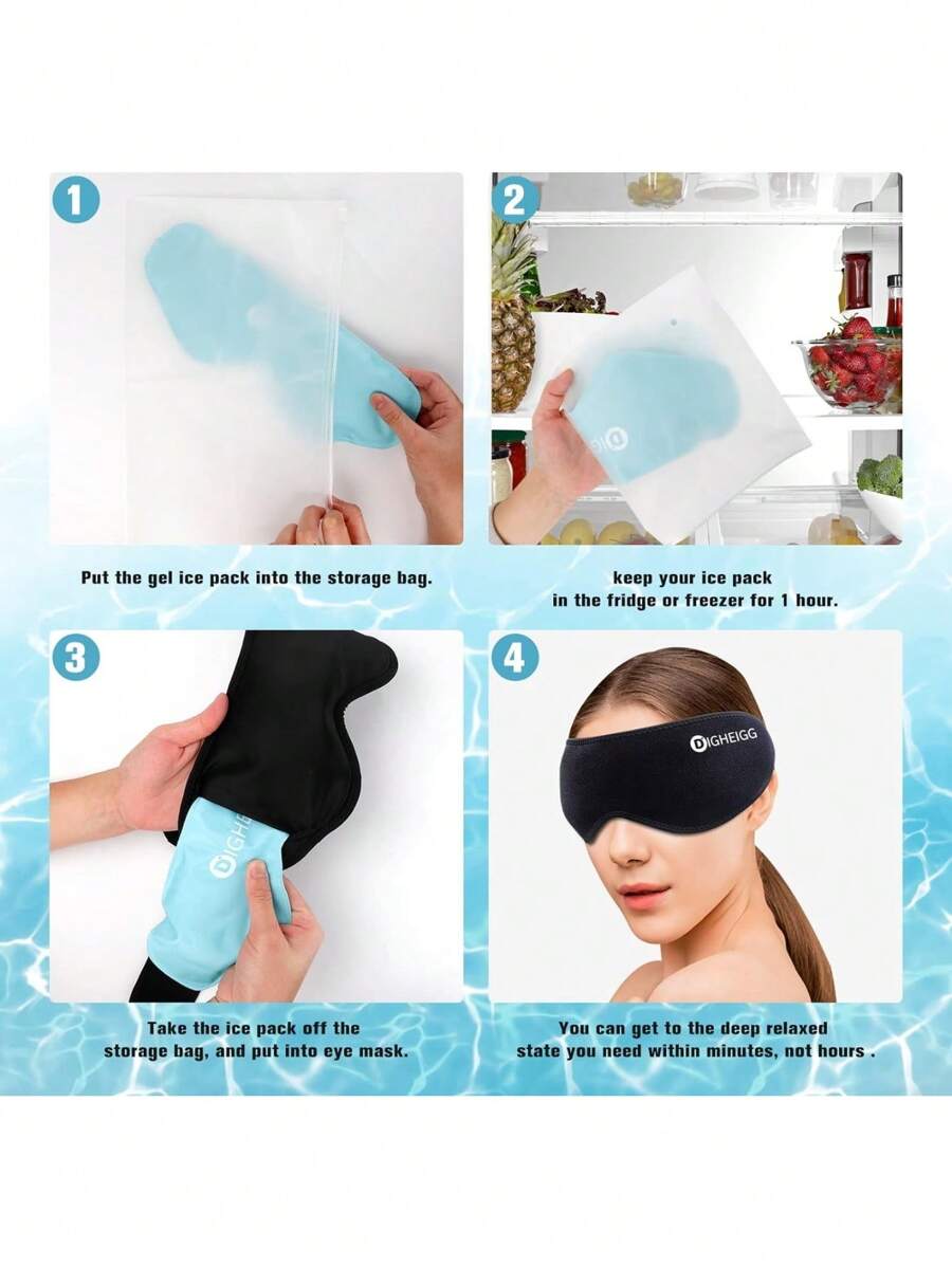 Headache Relief Migraine Eye Mask Cap And Reusable Ice Packs 2pcs