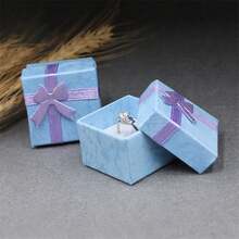 12 Pieces 4.2x4.2x2.6 Cm Square With Bow And Sponge Cardboard Ring Box Inside - Square - View 10