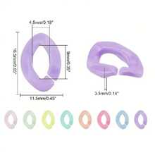 100 piezas de cadena de acrílico en colores surtidos, anillo de salto de plástico, llavero y bolsa, accesorios para joyería DIY, cadena de enlace abierto de arco iris