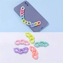 100 piezas de cadena de acrílico en colores surtidos, anillo de salto de plástico, llavero y bolsa, accesorios para joyería DIY, cadena de enlace abierto de arco iris