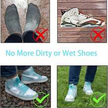1 Paar wasserdichte und wiederverwendbare Silikon Schuhüberzüge - rutschfeste tragbare Schuhüberzüge zum Schutz Outdoor, halten Schuhe trocken - Weiss - Übersicht 4