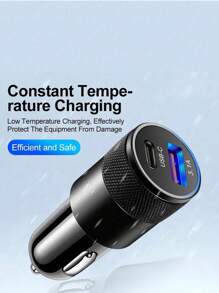 1入3.1a Usb + Pd接口金屬快速充電汽車充電器,適用於12v 24v汽車,巴士和卡車。 - 黑色 - 查看 3