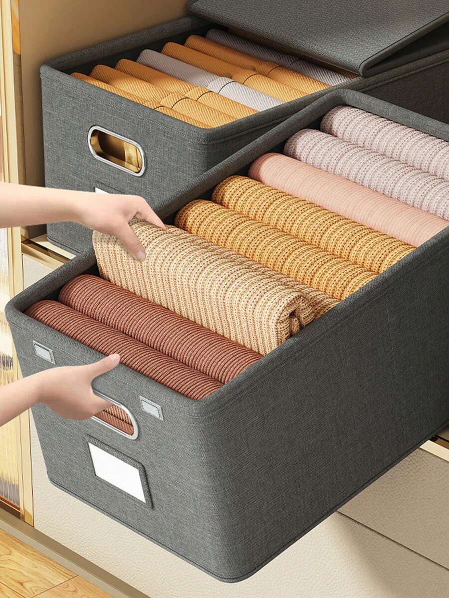 1 hộp đựng quần áo màu xám, hộp đựng quần áo chống bụi có thể gập lại dung tích lớn, hộp đựng quần áo ngăn kéo tủ quần áo, hộp đựng đồ trang trí, trang trí mùa thu, trang trí lễ hội, trang trí phòng, trang trí nhà, trang trí mùa thu, trang trí phòng ngủ