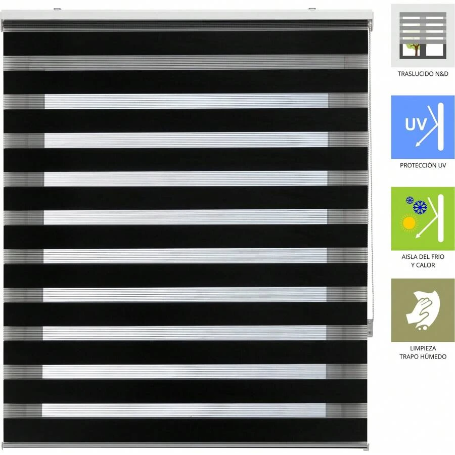 Ecommerc3 Night And Day Roller Blind Size 160x250 Width - Black - View 1