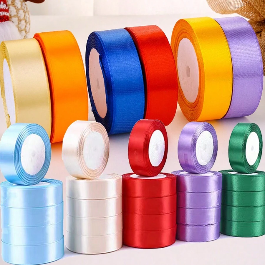 5 rollos/paquete de cinta de 2,5 cm para cajas de regalo de bodas, clips de cabello, lazos hechos a mano, rosas, paquete de material DIY con cinta