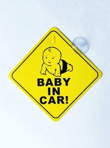 1入組“有嬰兒乘坐”吸盤汽車標誌，嬰兒推車警告標誌，汽車玻璃後窗貼紙 - 彩色 - 查看 11