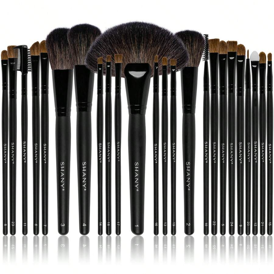 SHANY Makeup Brush Set Studio Quality Total Pro Make Up Brushes With Pouch- Cosmetics Applicator For Foundation, Powder, Eyeshadow, Concealer, Liner And More - 24 Count - Black - View 1