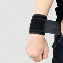 Adjustable Elastic Hook And Loop Pressure Wrist Support Sports Wristband Wrap - Black - View 2