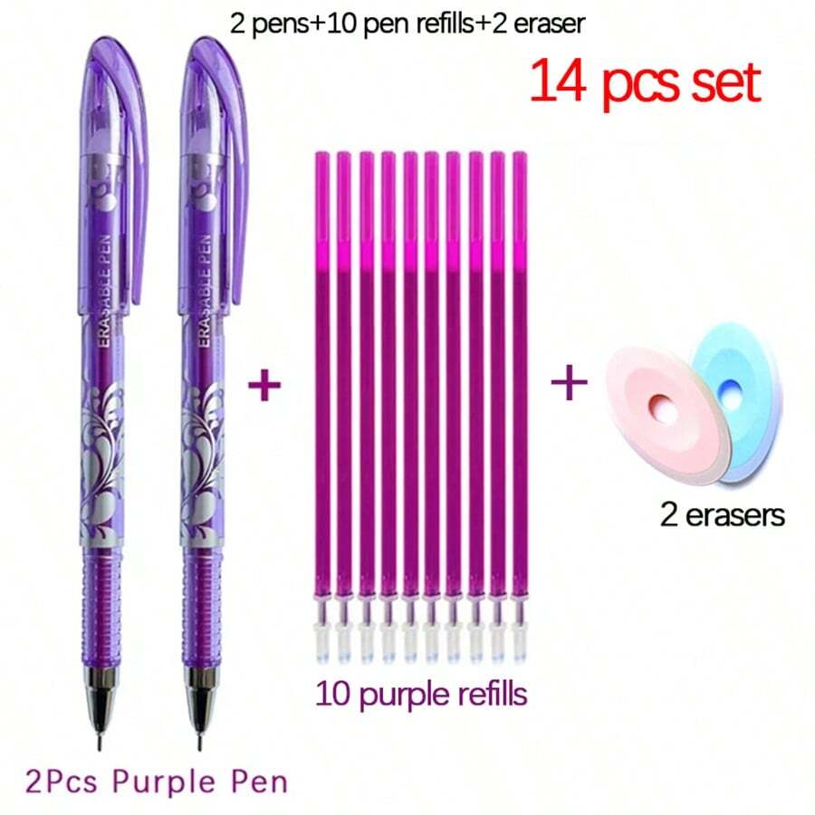 Confezione da 6 penne gel cancellabili da 0,5 mm, regali di novità per forniture scolastiche e da ufficio, per il ritorno a scuola - Insieme viola - Visualizzare 1