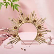 Phụ kiện trang phục băng đô hoa cổ điển màu vàng, Vương miện hợp kim theo phong cách công chúa và nữ thần thanh lịch, thích hợp cho buổi biểu diễn cosplay nhân vật kịch/diễu hành lễ hội - Vàng - Xem 2