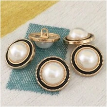 Fashion Pearl Buttons 10PCS - 20mm Sparkling Bling Buttons For Blazers, Dresses, DIY Jacket & Shirt Collar/Cuff (Party Wear Sewing Accessories) ﻿