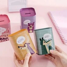 1pc Random Color Animal Savings Jar, Pode ser usado como porta-canetas, Grande capacidade Quadrado Metal Money Jar, Exquisite Colorful Money Box para armazenamento de moedas em casa Melhores presentes - Multicolorido - Ver 3