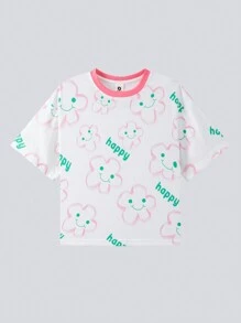 zosee Young Girl Cute Printed Short-Sleeved T-Shirt, Summer Clothes 2024 New Short-Sleeved Stylish Little Girl Top For Beach Party
