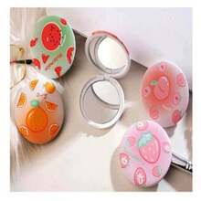 2 Pcs Espejo de Bolsillo con , Espejo de Bolso, Espejo de Mano de Doble Cara, Espejo Compacto Plegable portátil Circular, Llevar en el Bolso y de Viaje - Multicolor - Ver 2