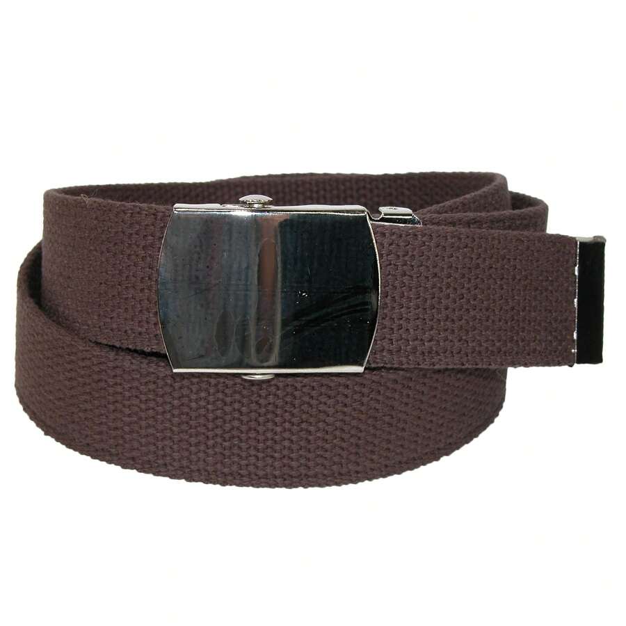 CTM Cotton Adjustable Belt With Nickel Buckle, Available In Black, Brown, Grey, Red, White, One Size Cotton Removable Buckle Belts - 棕色 - 查看 1