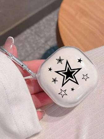 1入創意星空圖案TPU透明保護套，帶翻蓋，適用於三星Galaxy Buds Live耳機保護套Pro