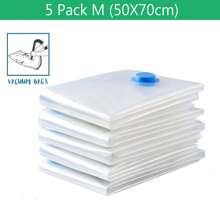5 pièces Sac de compression sous vide [Pompe non incluse] Pour vêtements, couettes, rangement dans les armoires - Économise 80% de l'espace, sac de rangement pour le voyage (4 tailles disponibles) Décorations, Décor de fête, Décor de chambre, Organisateur, Rangement à la maison, T-shirt blanc femme, Pantalon noir femme, Vêtements d'hiver pour femme, Robe