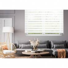 Ecommerc3 Roller Blinds Day And Night Size 180x180 Width X Height - Double Fabric Day And Night Size Fabric 177x175 - Easy Wall Or Ceiling Mount - Silver - View 4