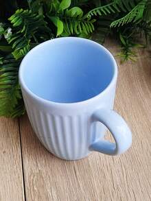 Caneca de Cerâmica Canelada com 9 cm de Altura e Capacidade para 270 ml - Azul - Visão 4